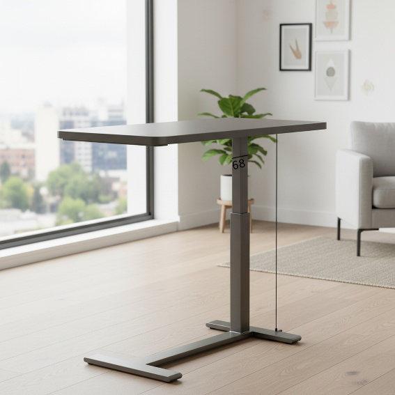 Mesa pequeña móvil con elevación neumática para uso en oficina y hogar