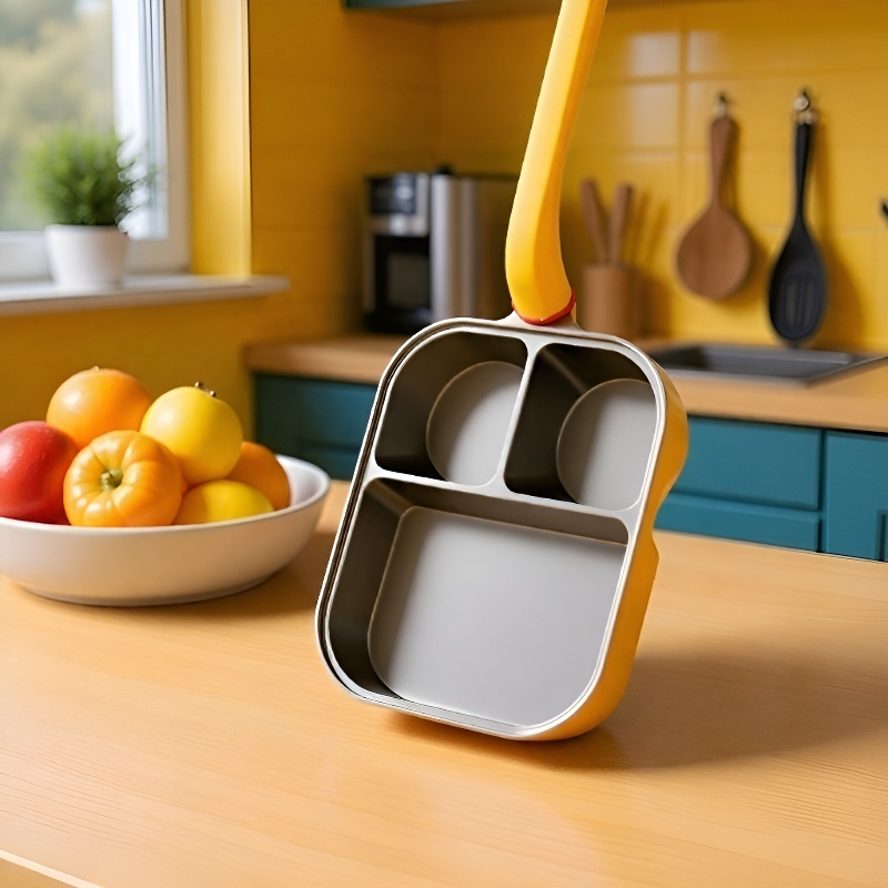 Sartén de desayuno de titanio tres en uno, antiadherente y de fondo grueso