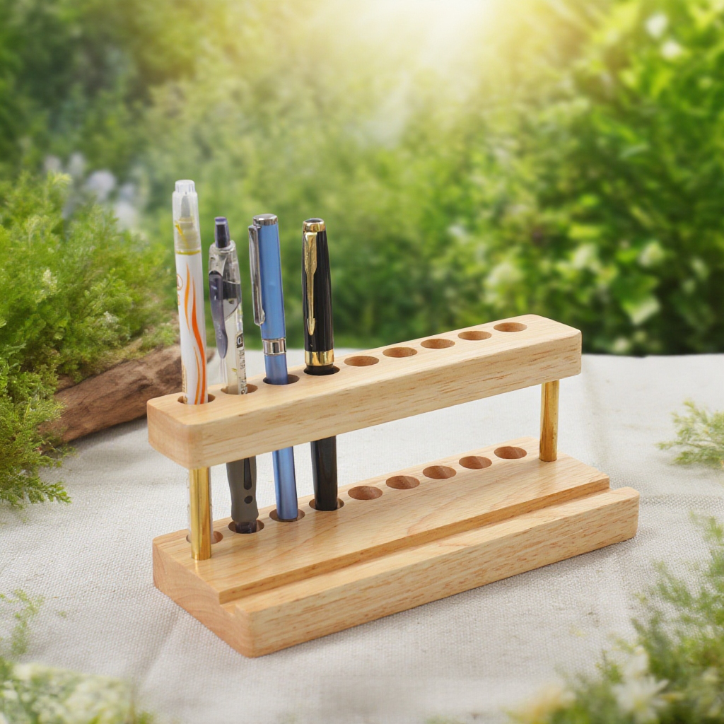 複数のペンを収納した斜め差し込み式ペンホルダー