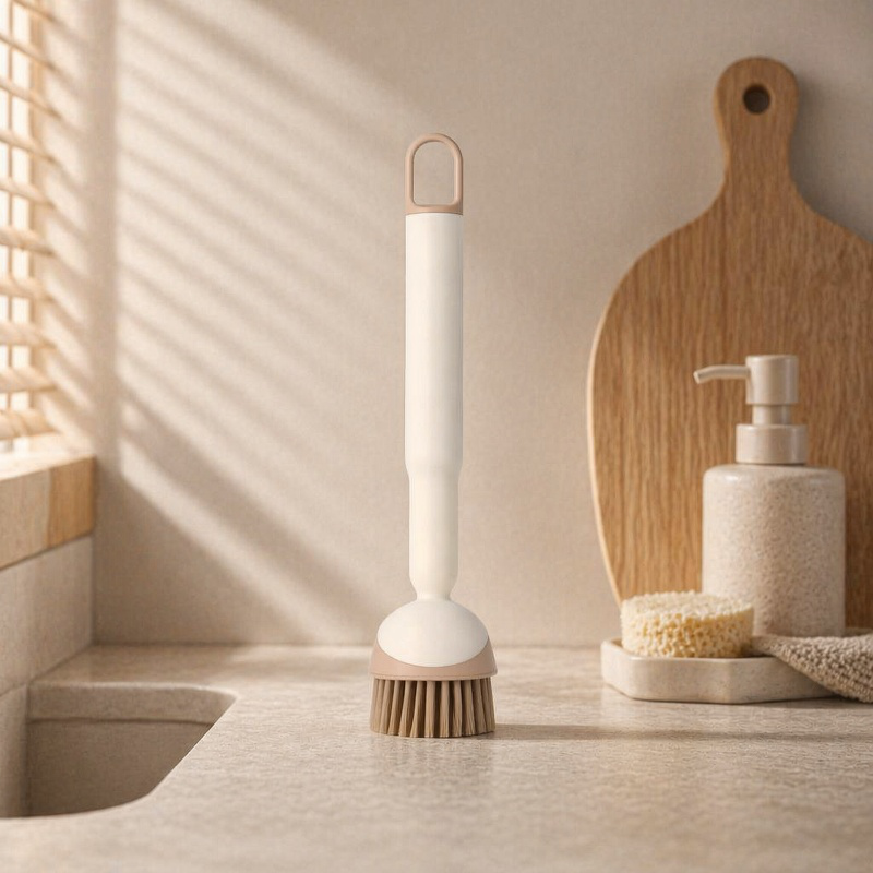 Cepillo multiusos para cocina, limpieza de ollas sin daños, diseño de mango largo