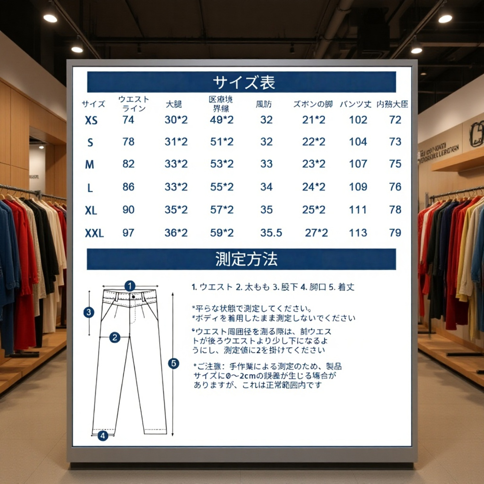 多ポケットオリジナルカラー竹節デニムパンツ