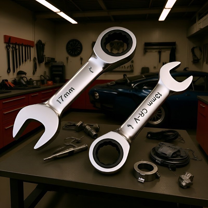 단손잡이 래칫 스패너 세트 6-19mm 크롬바나듐강 박스 및 오픈엔드 핸드툴