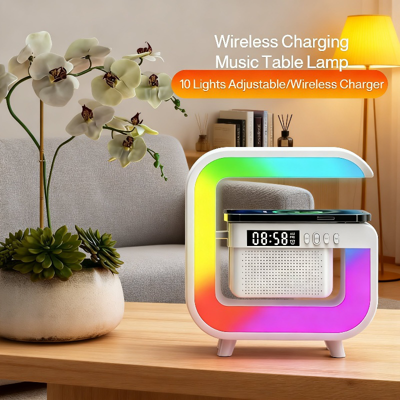 High Color Wireless Speaker Alarm Clock Night Light, Rechargeable for Household Use