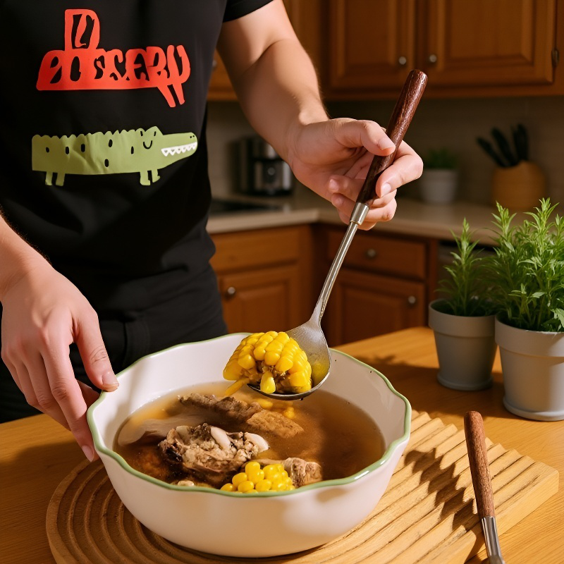 家庭用ヘラ ウォールナット・キッチン雑貨 クッキングステンレスヘラ ケーキ・スープ・スプーン・ナイフ・ヘラ ナイフ ヘラセット 鍋用食器