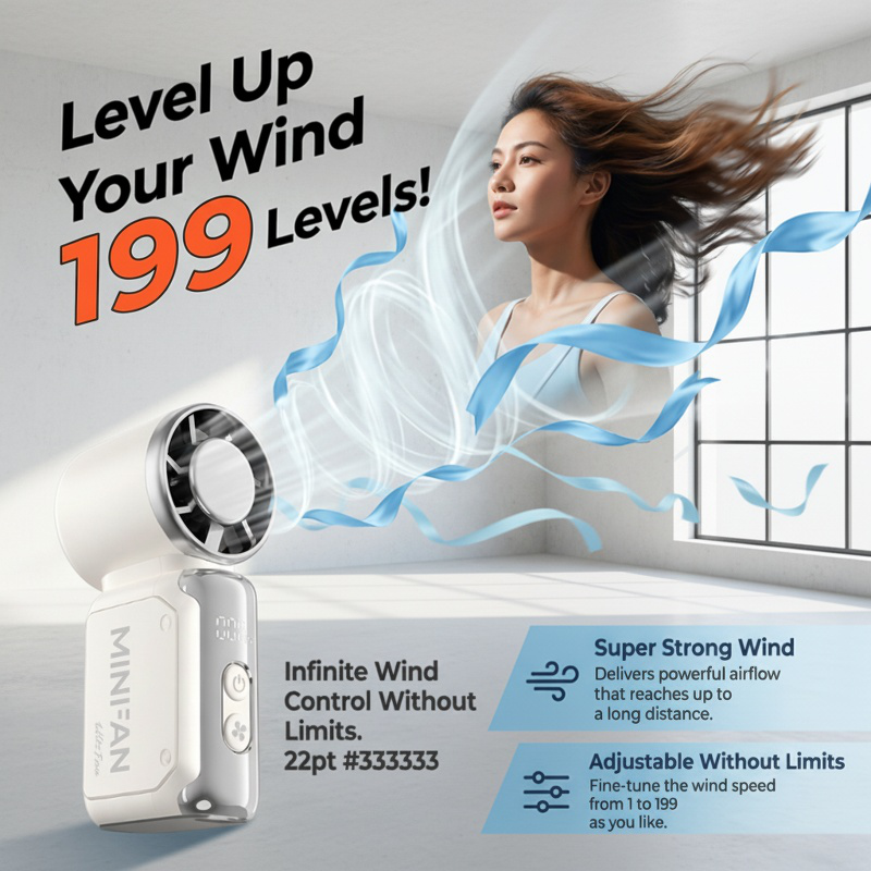 USB Rechargeable Portable Digital Display Mini Handheld Cooling Fan