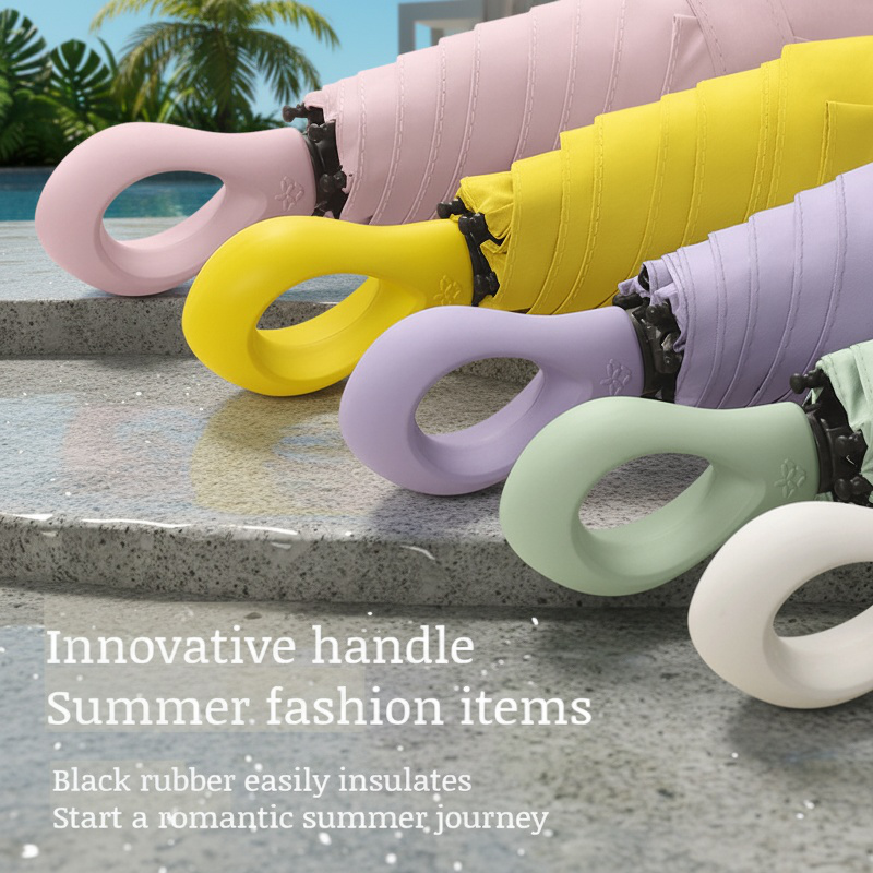 Portable Umbrella Sunscreen Vinyl Folding Mini Capsule Ultra Light Handle Finger Ring Umbrella
