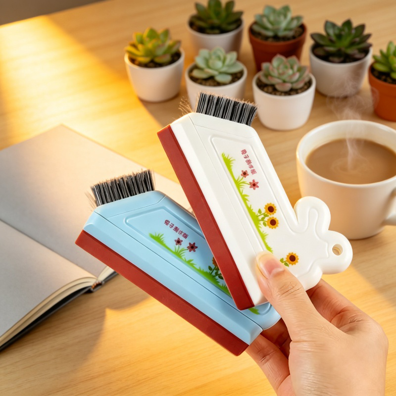 Cepillo compacto limpiando superficies de vidrio