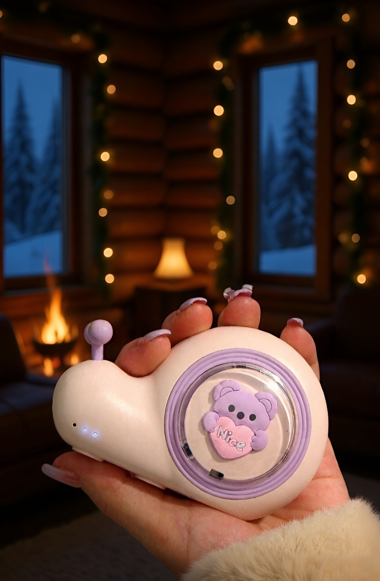 달팽이 모양 손난방기 사용 예시