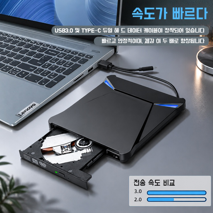 5-in-1 Type-C+USB 외장 DVD 레코더