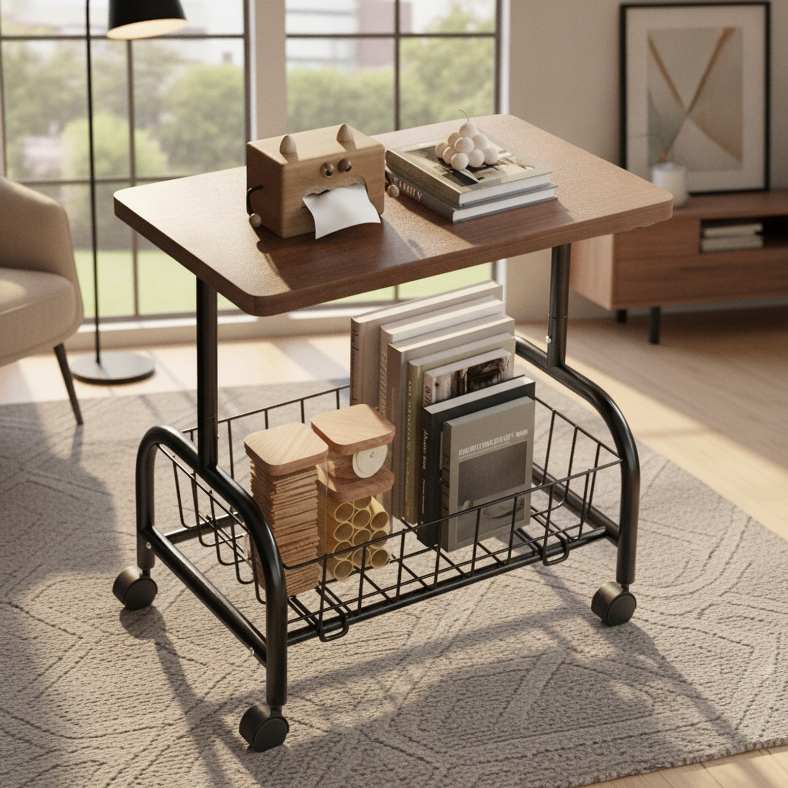 Home Movable Schoolbag Trolley Bookshelf Student Storage Rack