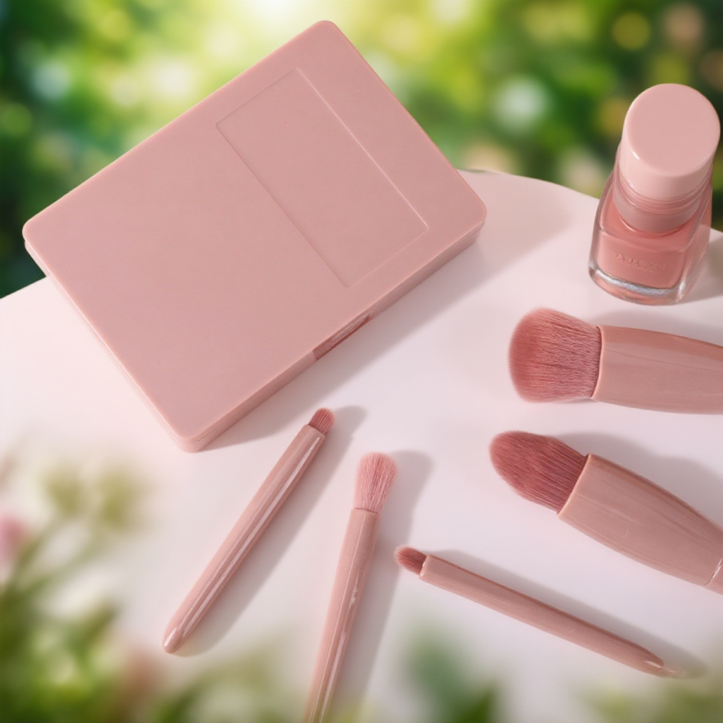 メイクアップブラシブラシポータブルミラーアイシャドウコンシーラールースパウダーブラッシュブラシ