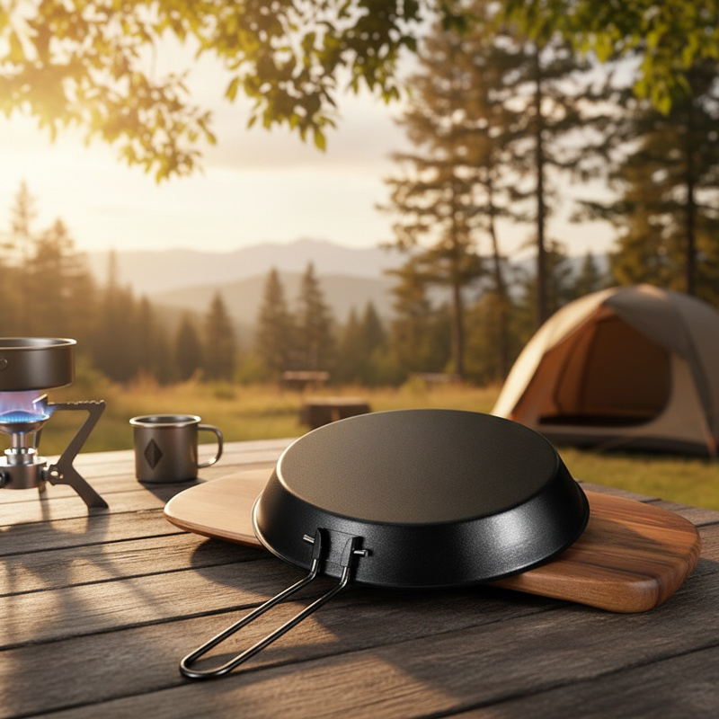 Portable Foldable Outdoor Nonstick Stainless Steel Pan