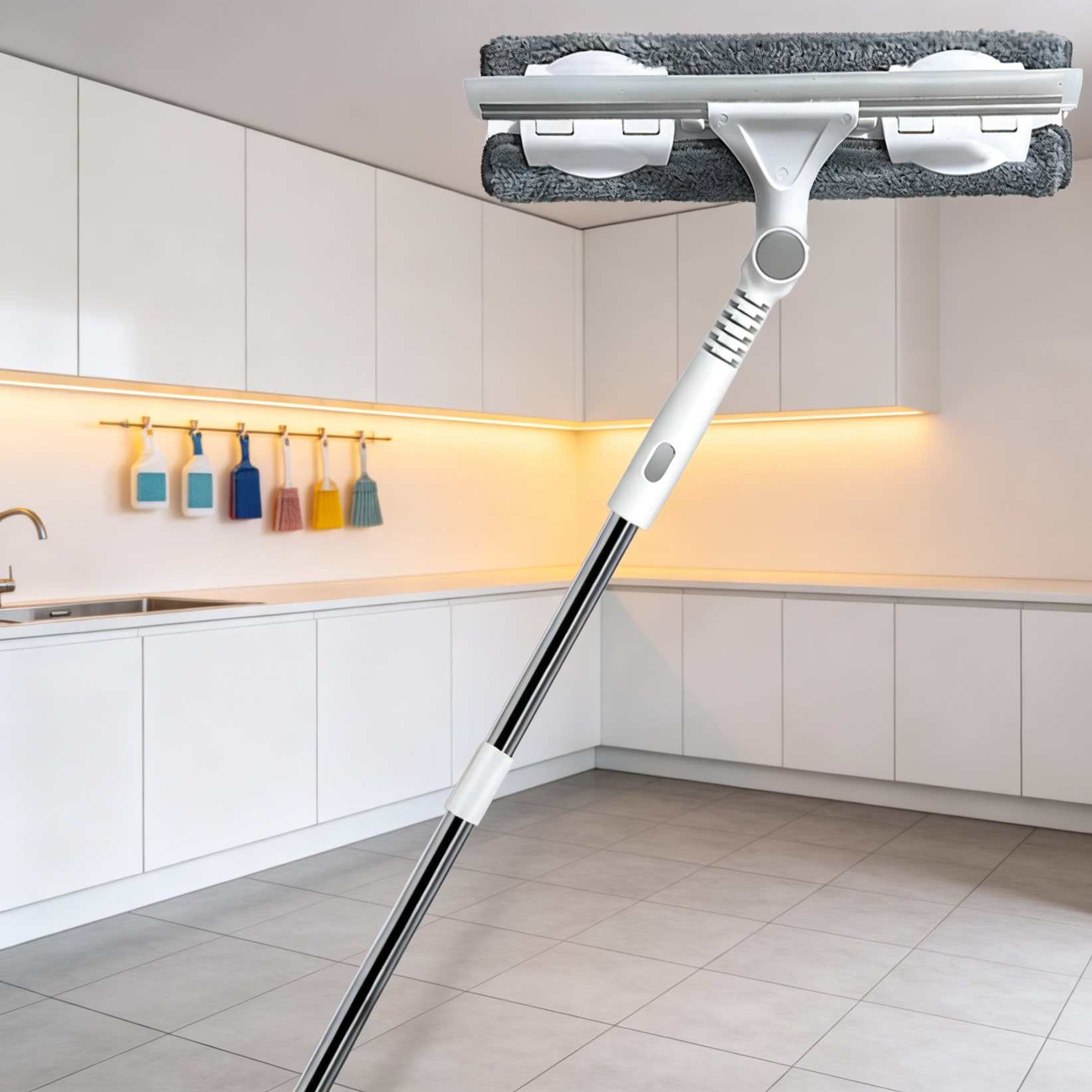 Limpiador de ventanas extensible para ventanas altas