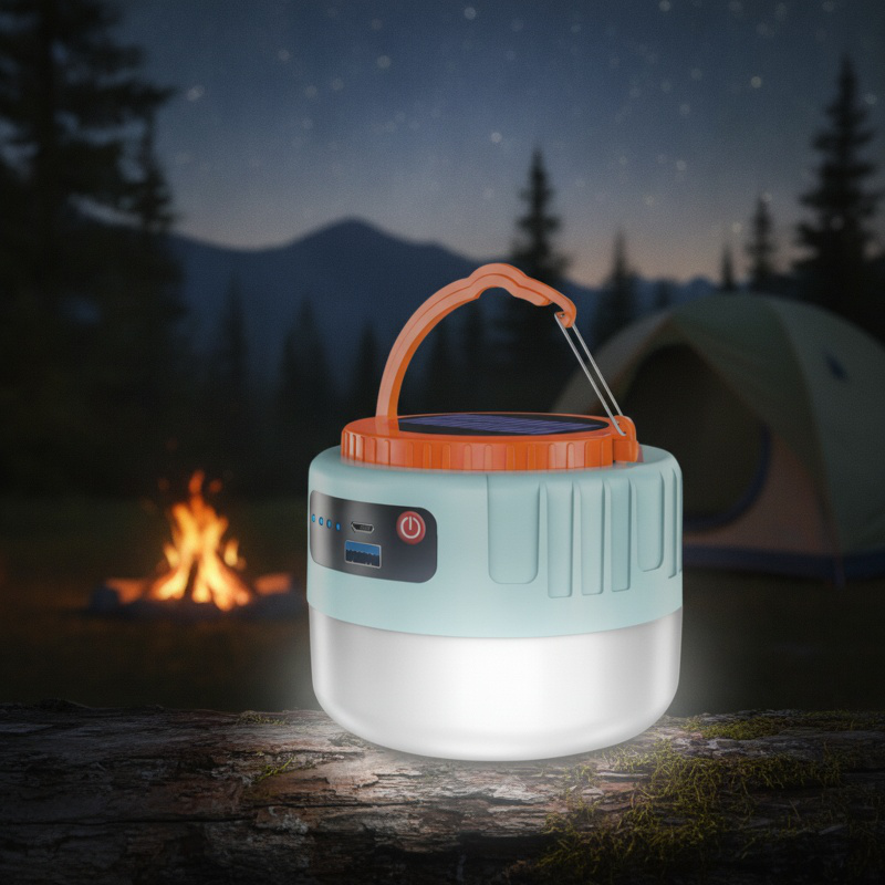 Linterna recargable con memoria de brillo para camping