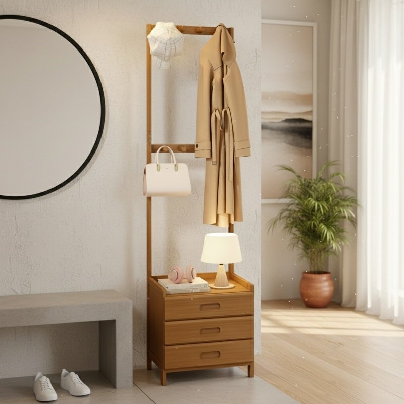 Table de chevet pratique avec portemanteau pour chambre