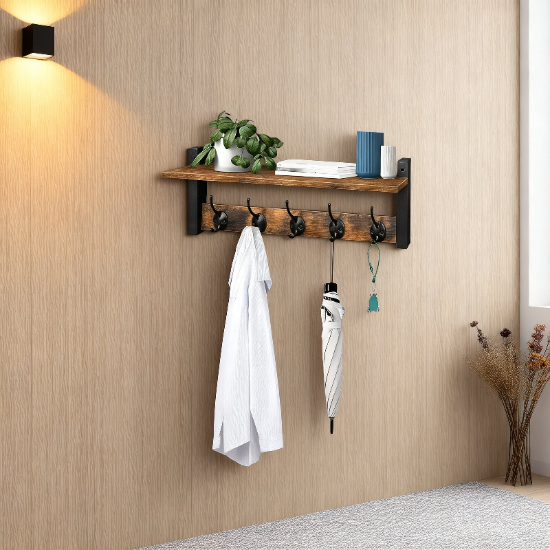 リビング用木製壁掛けラック 玄関キー収納棚
