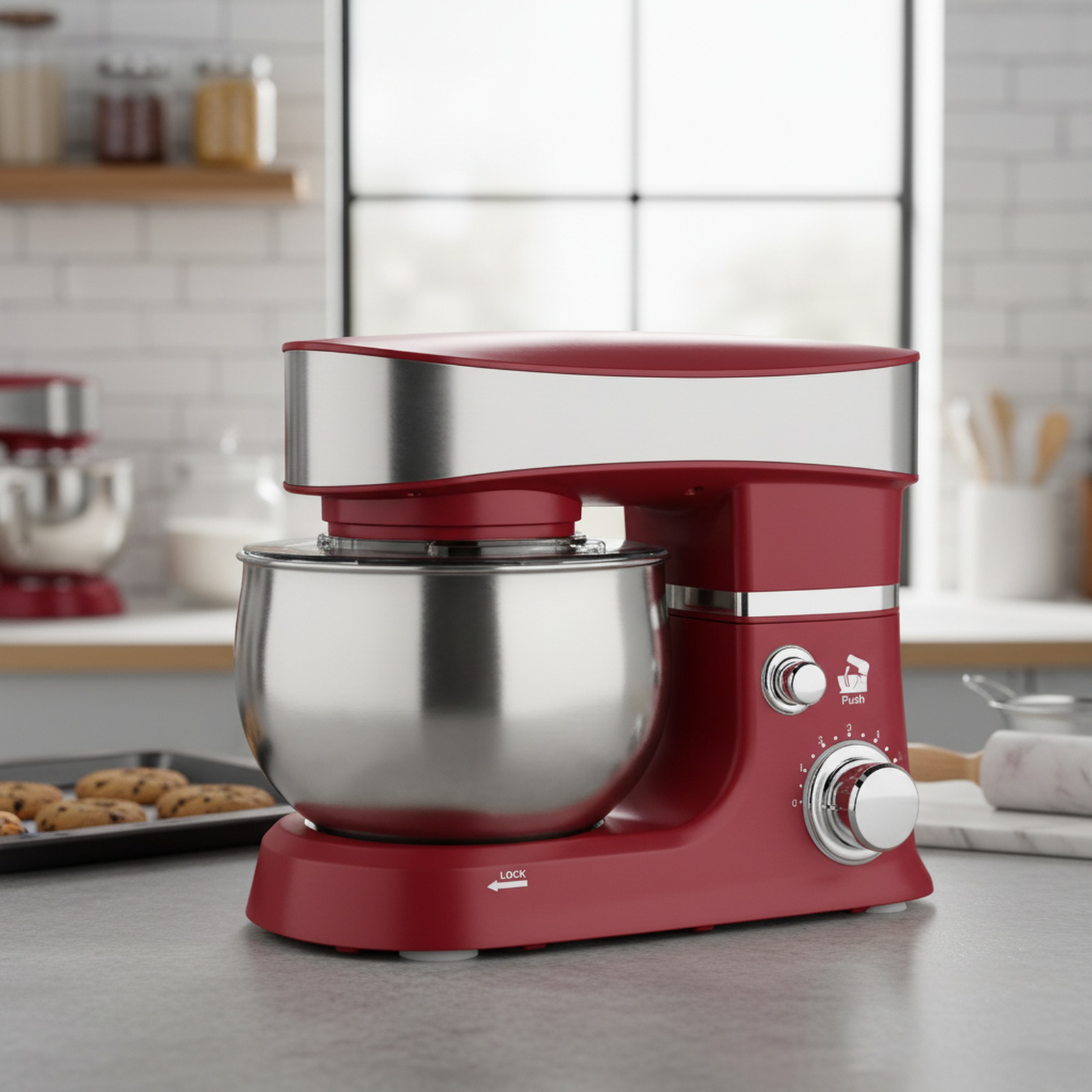 5.5L Large Capacity Kitchen Mixer, Kneading/Whisking/Blending 3-in-1