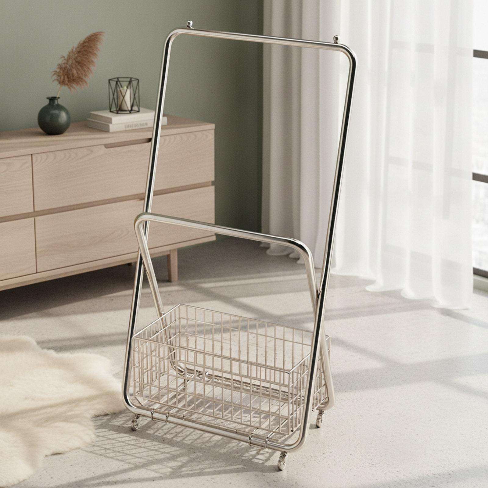 Portable clothes rack with thickened metal frame