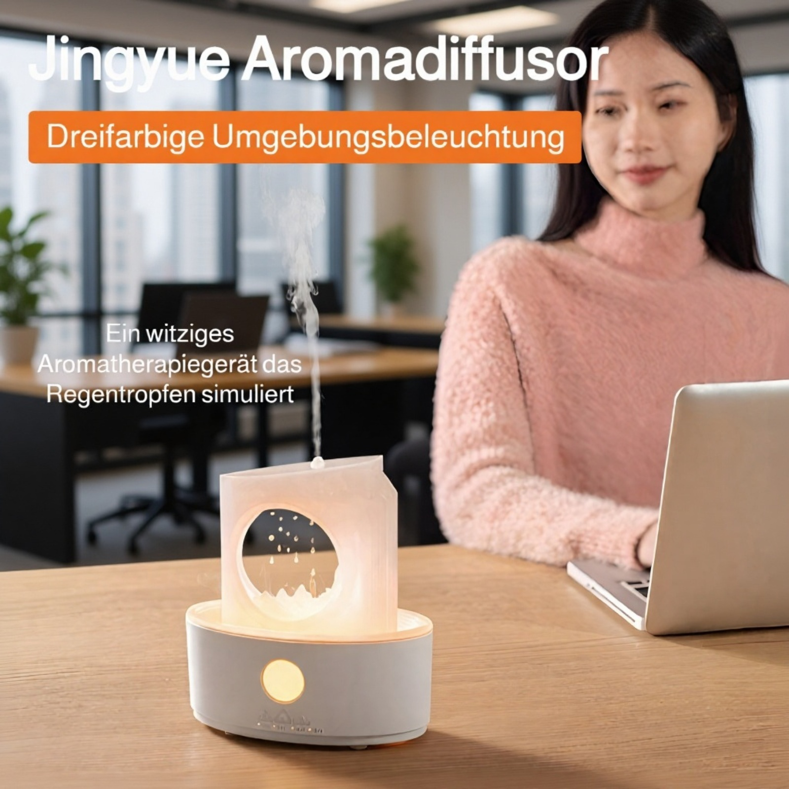 Duftdiffusor „Quiet Moon“, Salzsteinuhr in Quallenform, schiffsförmiger Sprüher, Vulkan-Sprühgerät, 