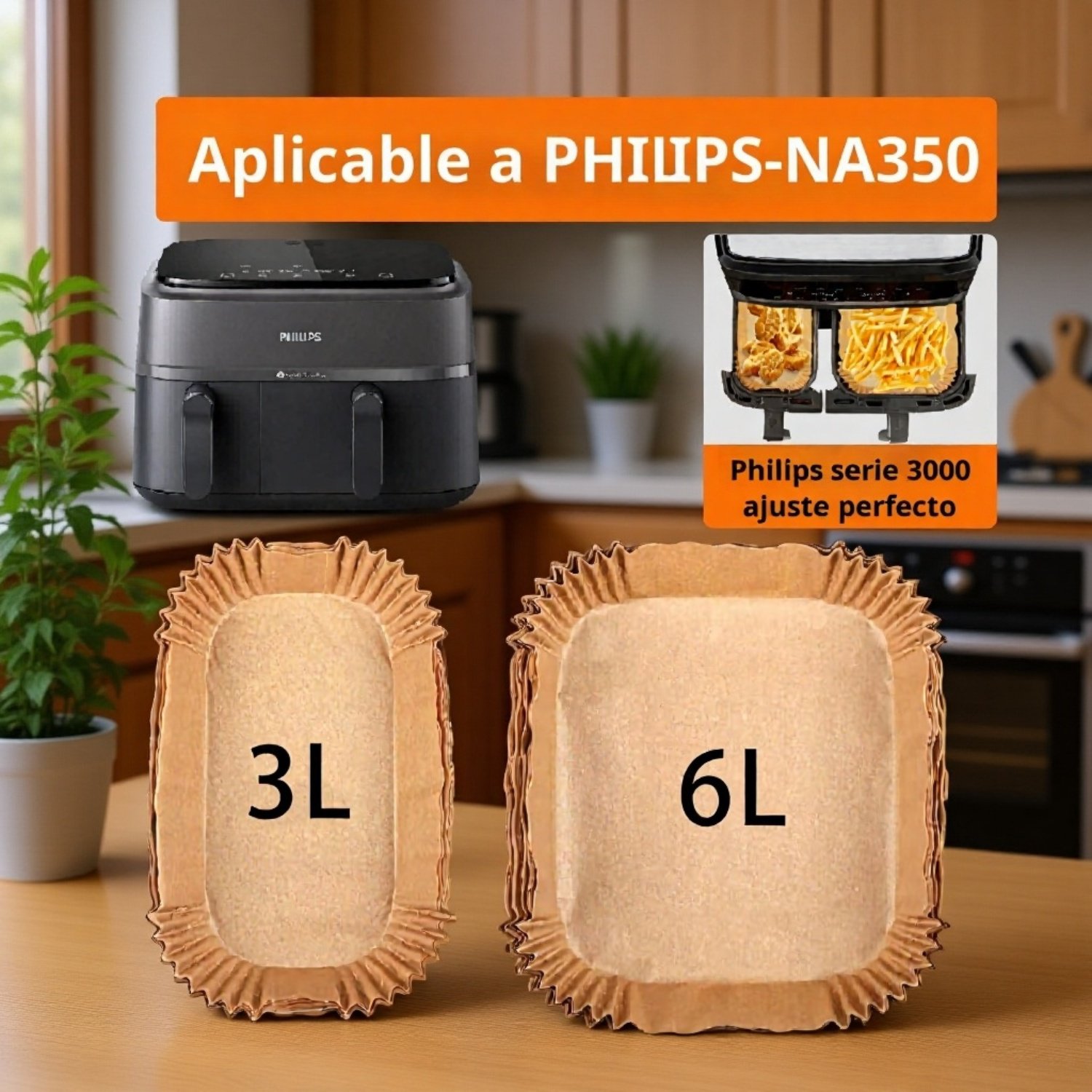 Papel para freidora de aire 6L/3L, papel para bandeja de horno