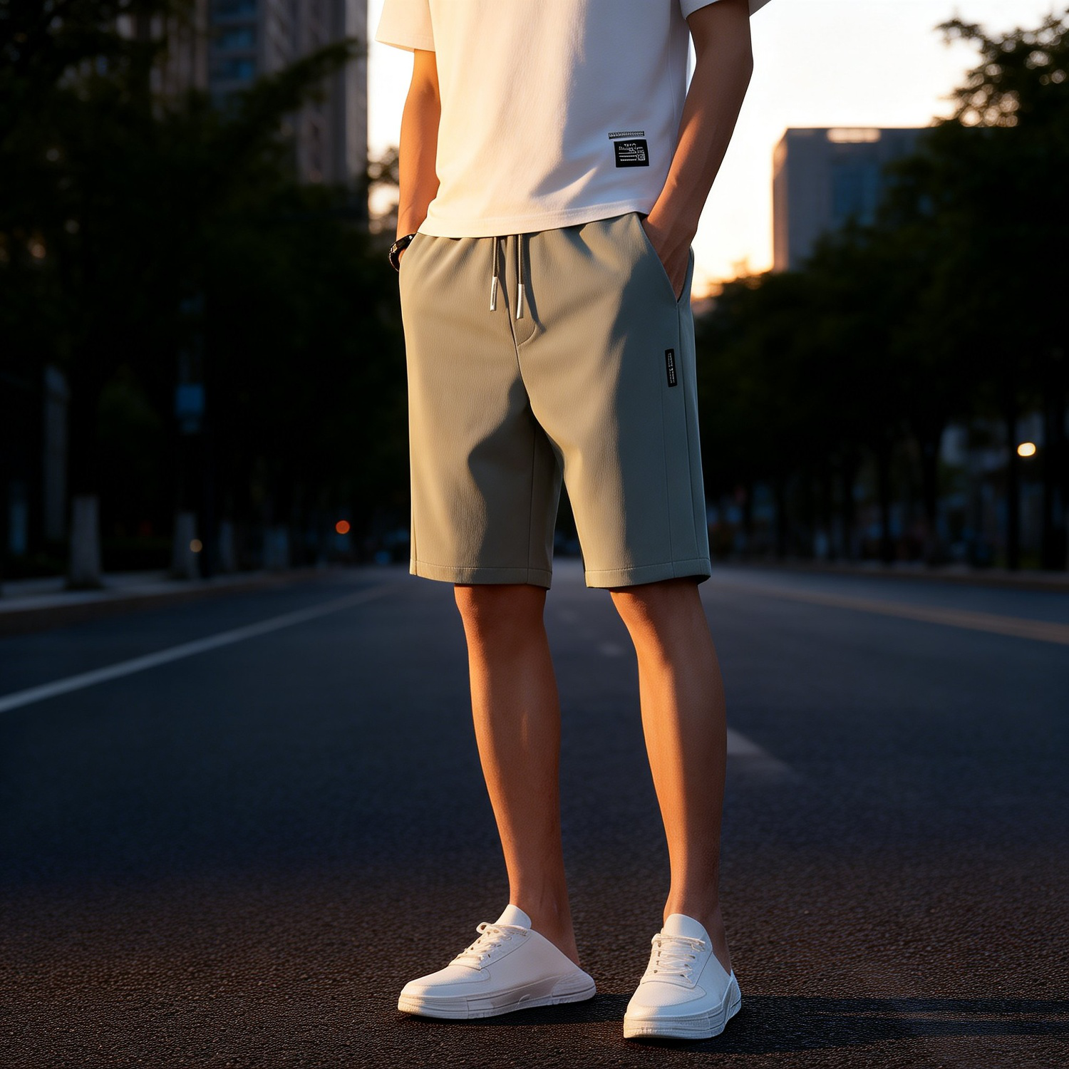 남성 스트레이트핏 캐주얼 5부 바지