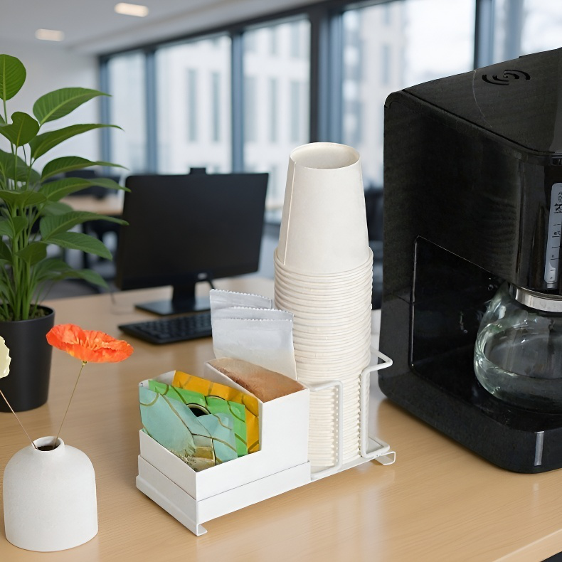 Desktop Compartment Organizer Home Bar Tea Bag Organizer Disposable Cup Coffee Sugar Organizer