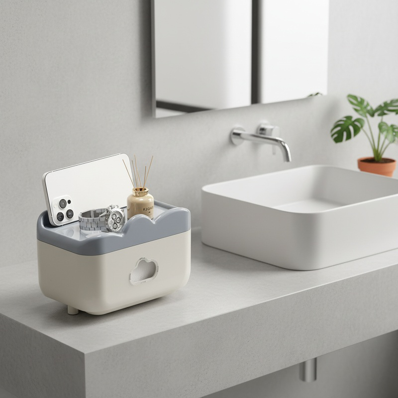 Moisture resistant toilet paper holder for bathrooms