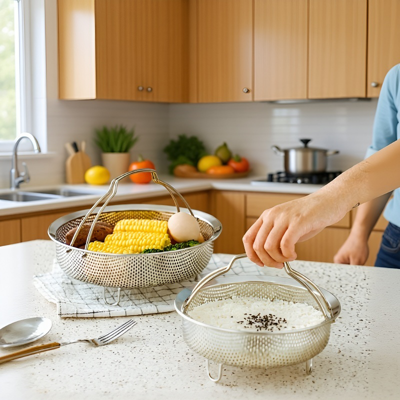 304 Stainless Steel Multipurpose Steamer with Drain Basket and Vegetable Washing Basket