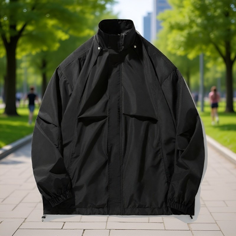 Modell trägt wasserdichte Herrenjacke im Freien