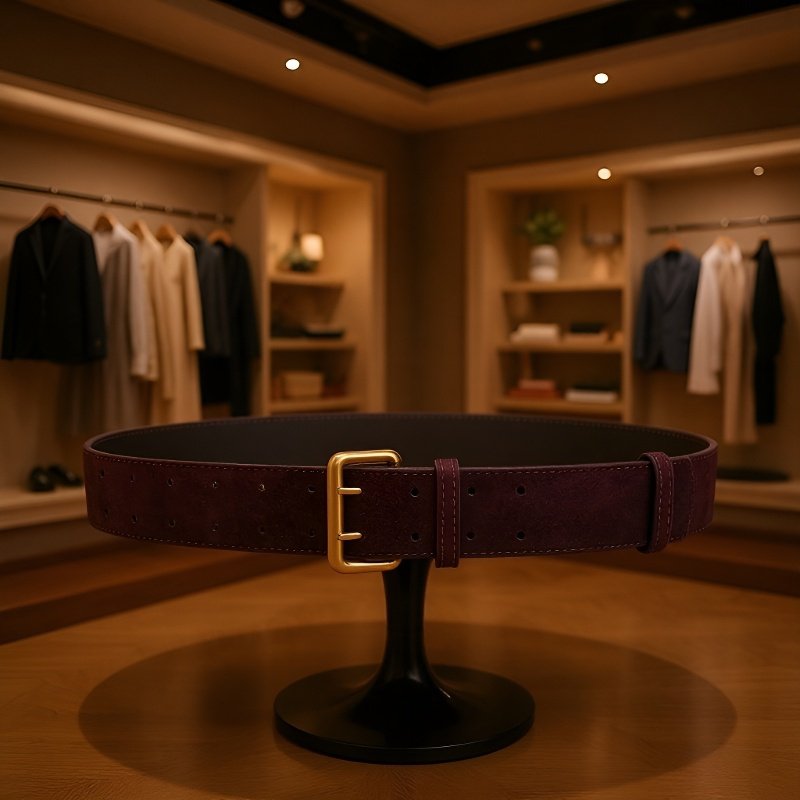  Cinturón de cuero escarchado de doble botonadura para mujer