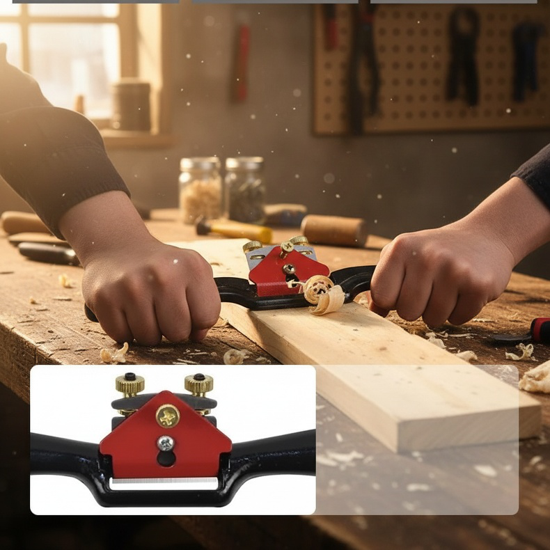 Handgeführtes Holzbearbeitungs-Hobel- und Trimmer-Set mit Buch