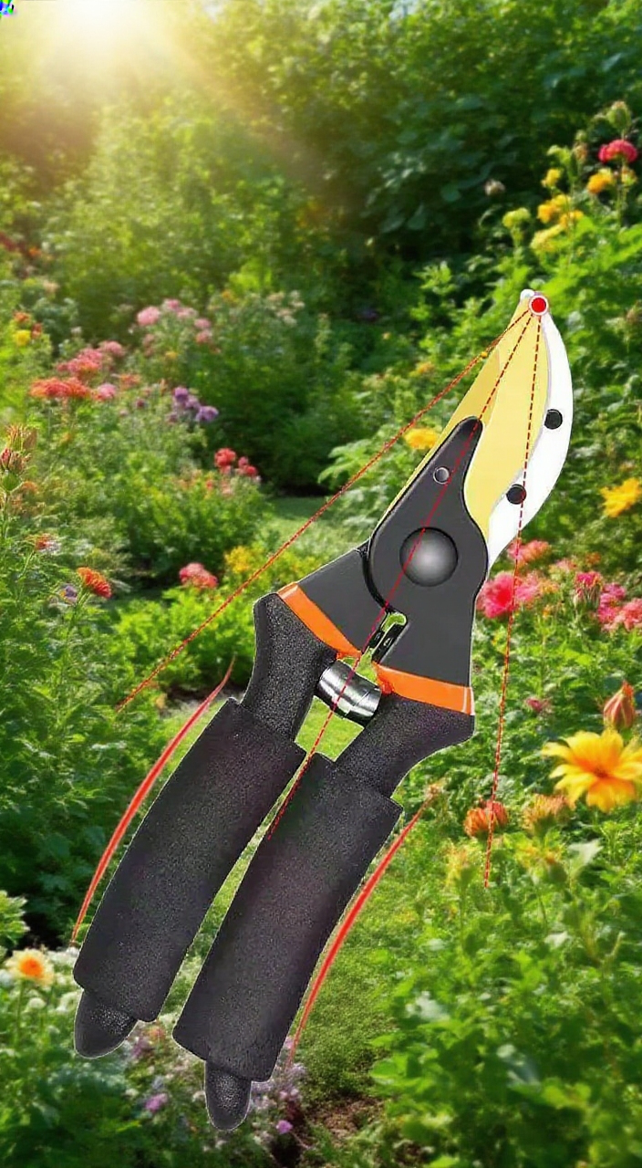 Detailansicht der scharfen Klingen der Gartenschere