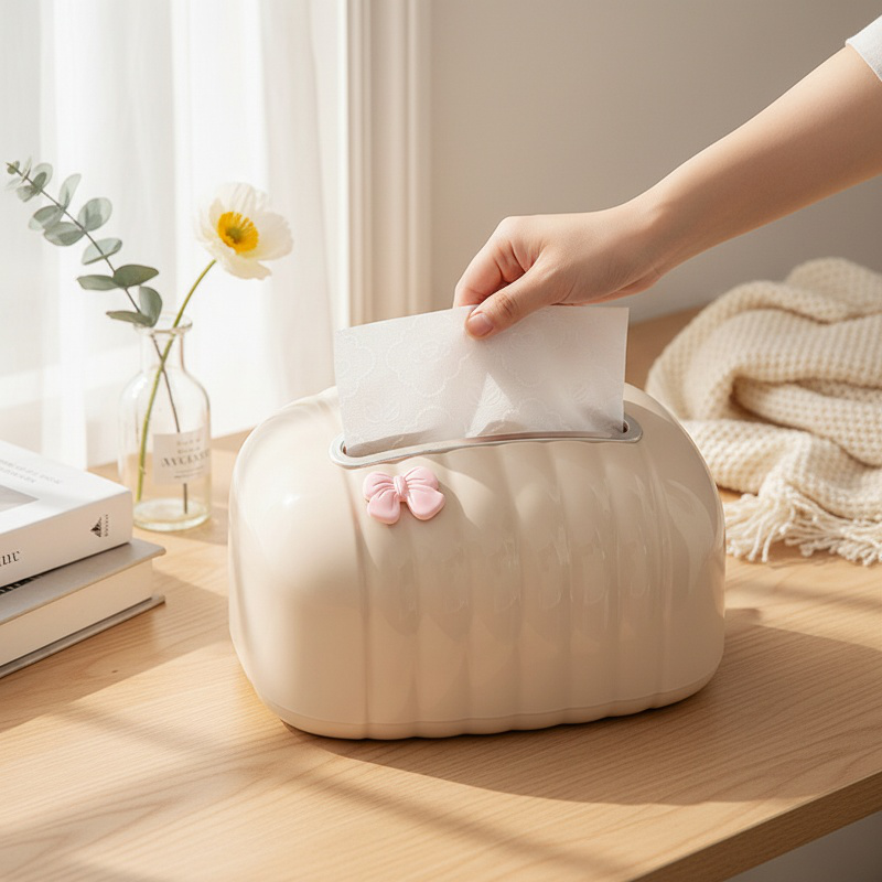 Elegant tissue holder with storage drawer