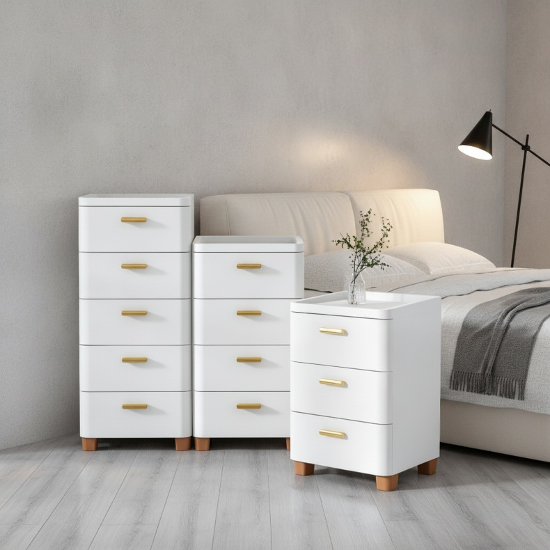 Mueble de almacenamiento doméstico con cajones múltiples en sala de estar