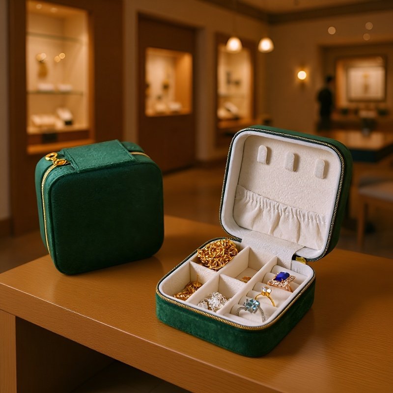 Kompakte Schmuckaufbewahrungsbox für Ringe und Ohrringe