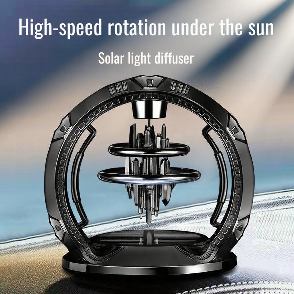 Car mounted aromatherapy solar powered rotating ornament
