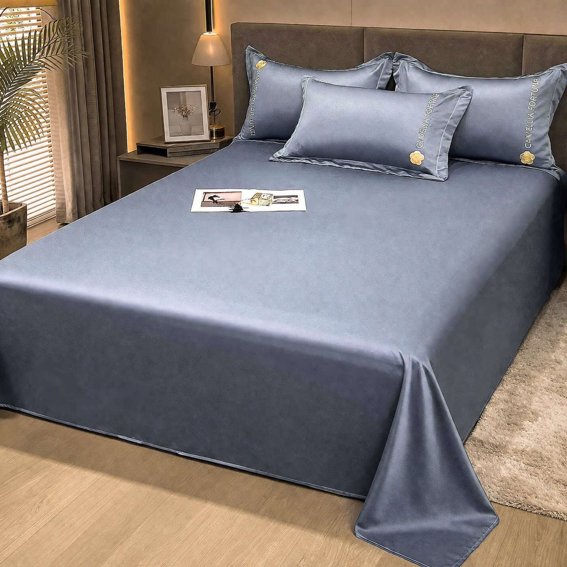 Ice Silk Cool Bedspread Set, Breathable and Skin-friendly, Reactive Dyeing