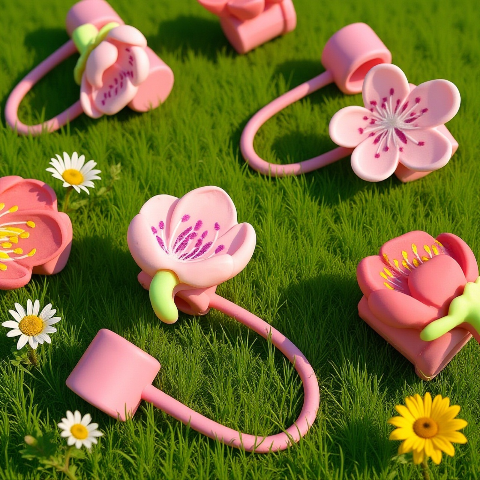 シリコン製ストローケース桜模様のアップ画像