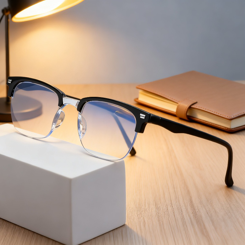 HD Antiblue Light Presbyopia Glasses Half-rim Browline for Seniors