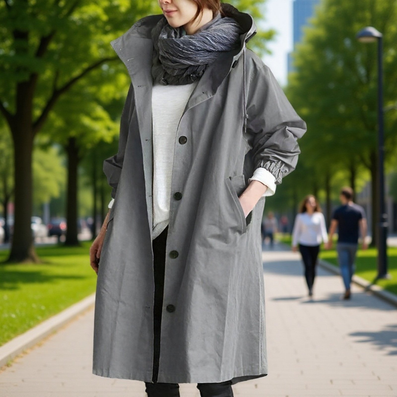 【Brelia-jp】2025年秋冬新作 おしゃれ カジュアル 長袖 ミドル丈 エレガント ゆったり ウエスト ボタンダウン トレンチコート レディース