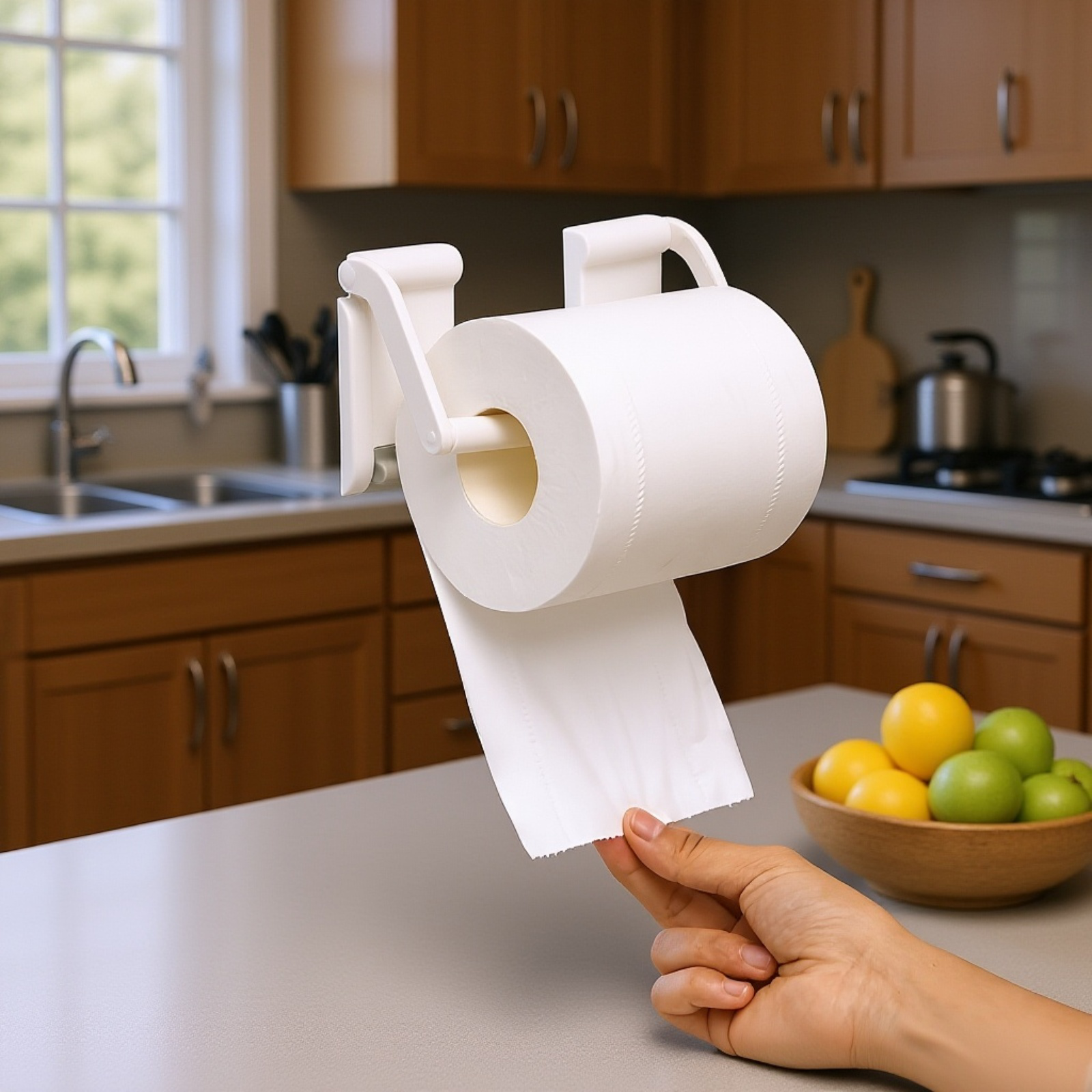 Porte-rouleaux magnétique pour essuie-tout, film alimentaire et serviettes jetables