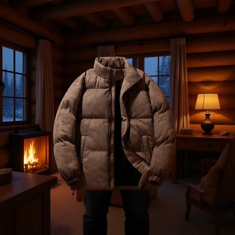 Chaqueta acolchada casual de gran tamaño para hombre