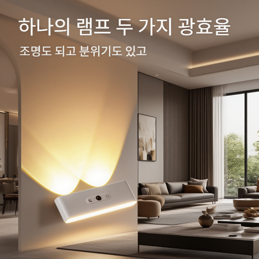 침대 머리맡 무선 리모컨 센서등, 무타공 자석 충전 무드등