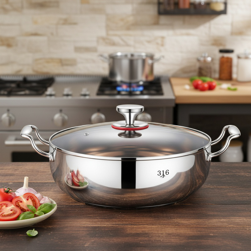 Household soup pot with ergonomic handles
