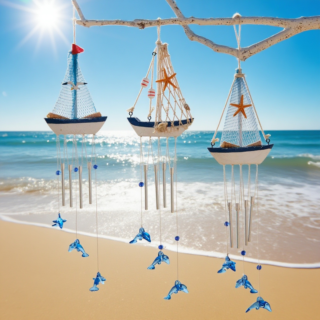 地中海風のクリエイティブなボート型風鈴