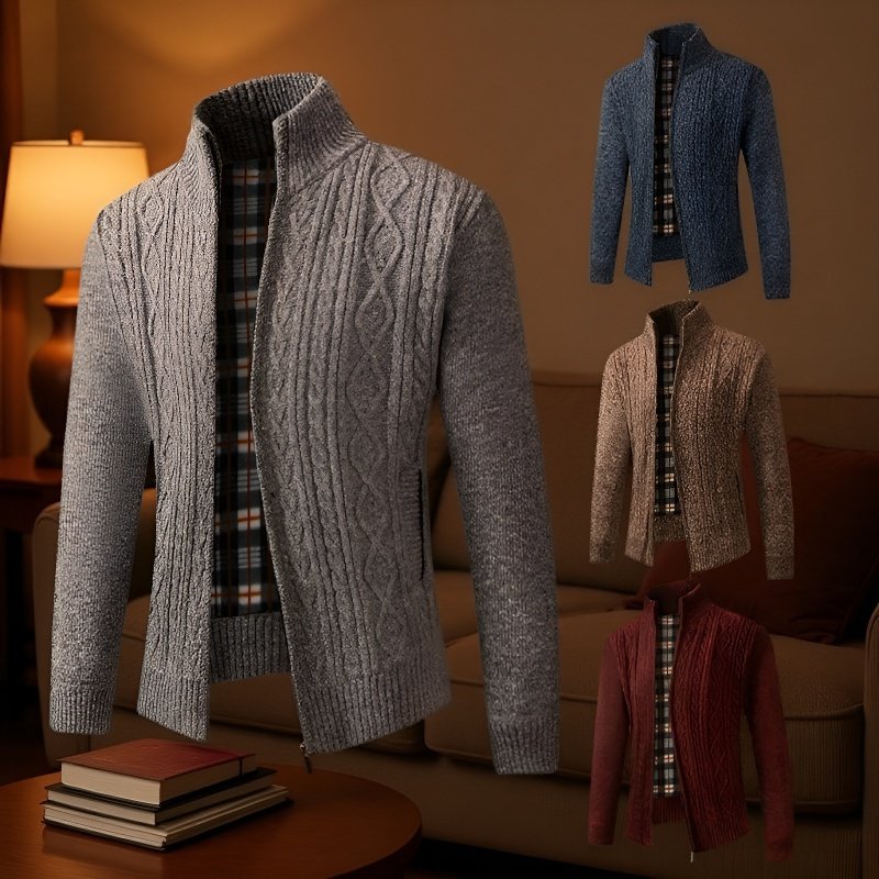 Warm Cardigan Sweater Men Sweater Casual Thickened Padded