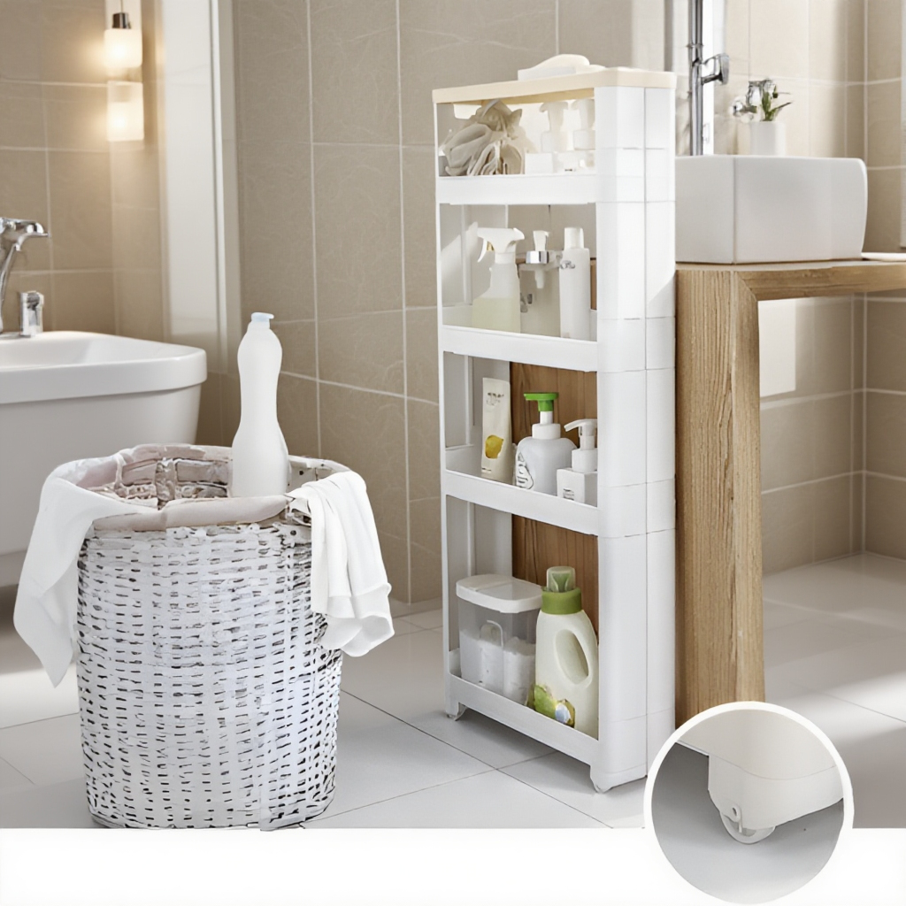 Fürdőszobai rés tároló polc, oldalsó szekrény, WC tároló állvány, padlón álló mosdó tároló polc