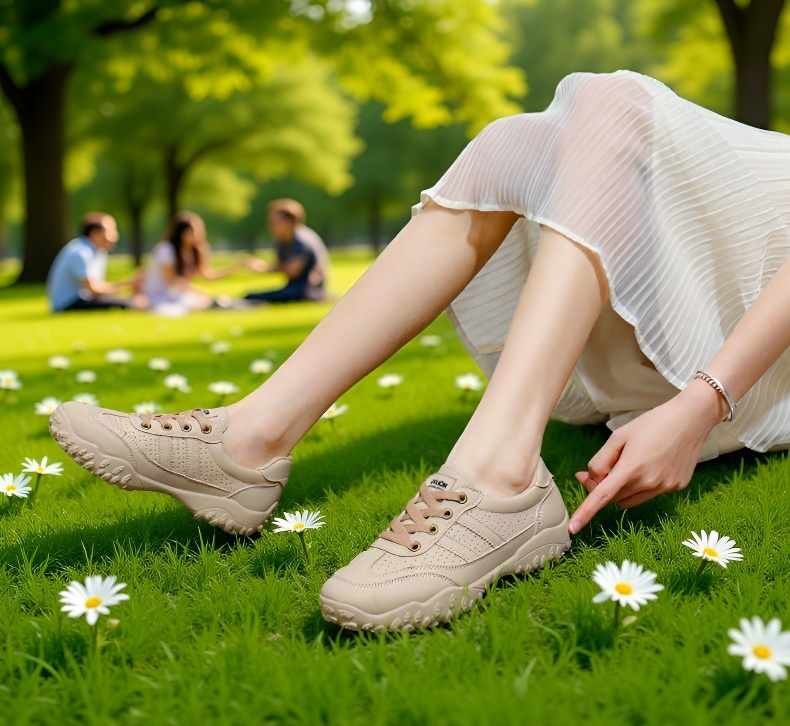 여름에 시원한 통기성 신발 클로즈업