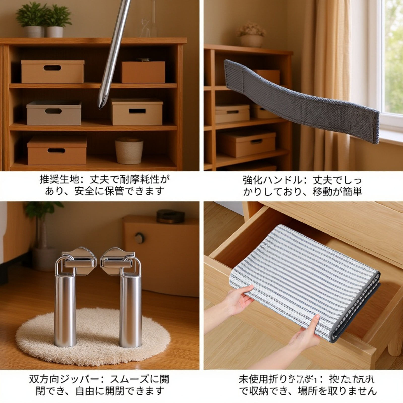 ベッド下収納袋 可視・折りたたみ式 大容量防塵整理袋