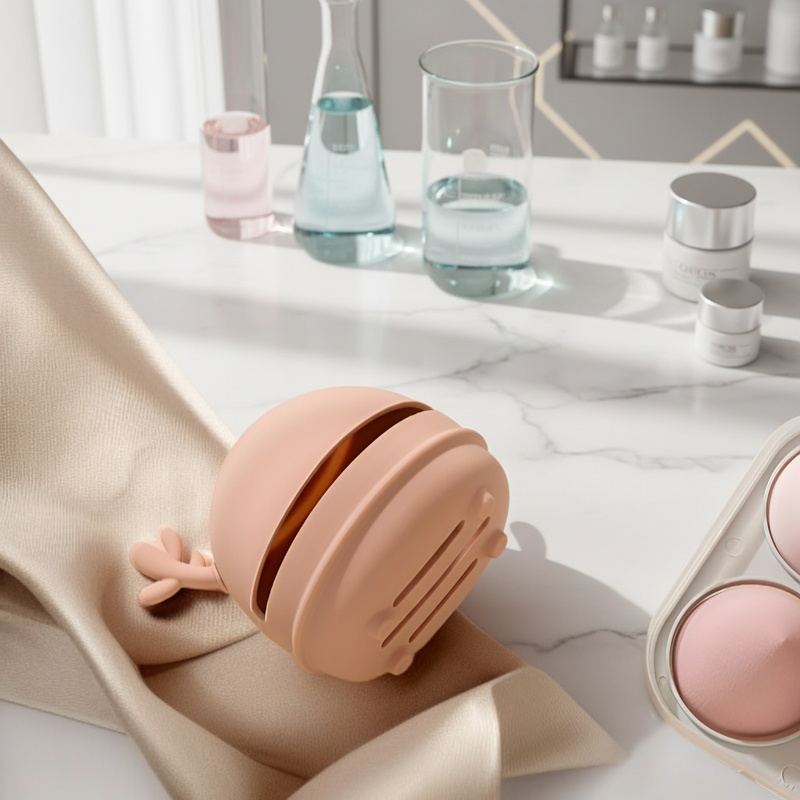 Boîte de rangement portable en silicone avec bois de cerf, grande capacité pour beauty blender